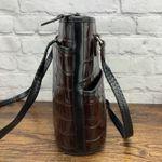 Brighton  Classic Brown Crocodile Bucket Shoulder Bag Purse W Braided Strap Photo 2