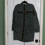 No Boundaries Vintage Denim Olive Green Jacket trench coat jacket Jean jacket green coat Photo 8