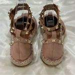 Valentino Garavani  Rockstud Espadrille Sandals Leather Wrap Ankle Poudre Pink 35 Photo 6