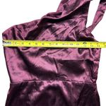 Lulus NWT  Women's On the Guest List Burgundy Satin One-Shoulder Maxi Dress S Photo 6