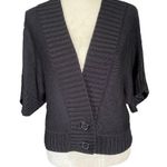 Worthington black short sleeve stretchy sweater cardigan women’s size small Photo 0