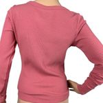 Hollister Henley Button Down V-Neck Long Sleeve Shirt Medium Mauve Pink Photo 2