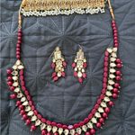 Indian Pakistani complete wedding Jewelry Set Red Photo 4