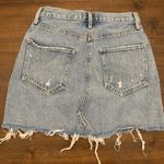 AGOLDE  Denim Skirt 23 Distressed Light Wash Jean Mini Skirt Button Fly Photo 2