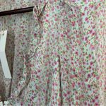 For Love & Lemons Natalie Crop Top Blouse Long Sleeve Floral Ivory Casual Pink Photo 2