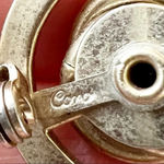 Vintage Signed Coro Circle Brooch Pin Aquamarine Glass Stone 50s Costume Jewelry Gold Photo 1