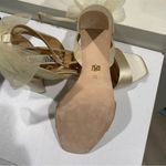 Badgley Mischka  Women's Kim Heeled Sandal Bow Block Heel Ivory Satin Size 7.5 Photo 6