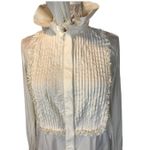 ETRO white tuxedo blouse high ruffled neck tie Victorian style size small (40) Photo 5