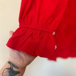 SheIn Red Button Down Blouse Ruffle Sleeves SXY L NWT Photo 3