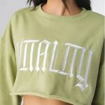 Balance Athletica Vitality |  Warm Up Raw‎ Hem Crop Crewneck Sweatshirt Green Photo 2