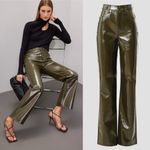 Pistola  Cassie Olive Faux Leather High-Rise Straight-Leg Pants Photo 2