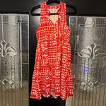 Joy Joy  Tiered Trim Halter Dress in Red Rowan Size Small Photo 2
