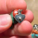 Sterling Silver Turquoise & Coral Stone 925 Dangle Earrings Photo 10