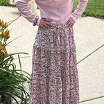 Floral Tiered Maxi Skirt High Waist Pink Photo 2