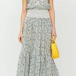 Tory Burch Tie Shoulder Smocked Midi Sundress Love Floral Degrade Women's Size M Photo 0