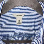 LL Bean Seersucker Shirt Women XL Popover Blue White Striped Short Sleeve Photo 6