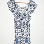 Skemo Evil Eye Boho Smocked Waist Gypsy Mini Dress In Small White Photo 0