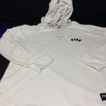 PINK Victoria Secret White Terry Cloth Hoodie V Neck Pullover Sweatshirt M Size M Photo 0