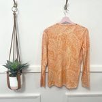 J. McLaughlin  Paisley Orange Crew Neck Long Sleeve Sweater Size M Photo 4
