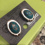 Chico's  Silver and Teal Faux Turquoise Earrings Photo 0