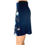 Mi Ami Women's Blue Floral Velvet Velour High Waist Zipper Mini A Photo 1