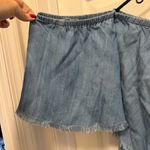 Elan  Off the Shoulder Denim Frayed-edge Dress Size Large Photo 5