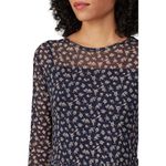 Louna Floral Mesh Dress Long Sleeve Crew Neck Tiered Boho Size‎ Large Blue Photo 3