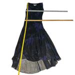 Jessica Howard  Black Sleeveless Gown Purple Floral Glitter Embellish Cowl Neck Photo 6