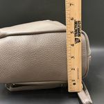 VALENTINA Genuine Italian Pebbled Leather Taupe Sling Backpack Shoulder Bag Gray Photo 5