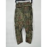 Madeline Womens Floral Camo Cargo Pants Boho Belted Tropical Crop 14P Petite Green Photo 5