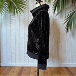 Betsey Johnson  Performance Black Crushed Velvet Cowl Neck Hoodie – Size M Photo 5