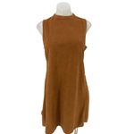 She & Sky Brown Faux Suede Sleeveless Cut-out Mock Neck Back Zip Mini Dress Sz M Photo 2