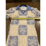 Sofie the Label Sydney Blue Knit Patchwork Mini Dress Collared Puff Sleeve S White Photo 8