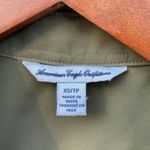 American Eagle  Semi Sheer Chiffon Shirt Size XS Green Collared Casual Photo 3