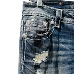 Miss Me Y2K Rhinestone Embroidered Bling Cuffed Capri Pants Size 28 Denim Jeans Photo 4