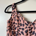 MELLODAY NWT XS Maxi Dress Leopard Print Pink Black Scallop Neckline Ruched Back Photo 3