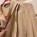 ZARA  Woman Popover Blouse Peach Black Piping Large Mod‎ Boho Flowy Career Photo 2