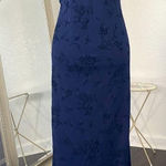 Early 2000's Navy Blue Black Whimsygoth Crushed Velvet Ethereal Prom Dress L Size L Photo 0