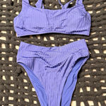 Aerie  Bikini Set High-Waisted purple stripes  Photo 0