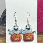 Ghost and Pumpkin Earrings White Photo 0