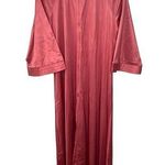 Vintage 70s Gilead Mauve Pink Maxi Gown 1/2 Zip Size S Satin House Dress 55" Photo 0