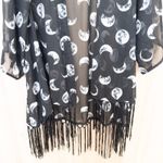 Hot Topic Y2K Celestial Kimono Duster Sz M/L Black Fringe Moon Sheer Witchy Goth Photo 2