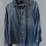 London Jean Women's Denim Button Down Shirt 100% Cotton Shirt, M, Blue Photo 0