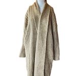 ZARA Women’s Longline Cardigan Sweater Coat Open Front Beige Size L Photo 0