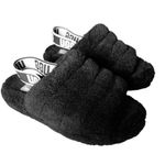 UGG  Womens Super Fluff Slipper‎ Black 9.5 Photo 0