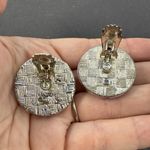 J Brand Vintage Pink Moonglow Thermostat Basket Weave Clip-on 1" Earrings Photo 8