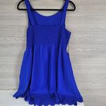 Susana Monaco Blue Ruched Scalloped A-Line Party Cocktail Summer Dress NWT 12 Photo 2