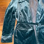 YAYA Women Velvet Blazer Belted Jacket Teal Green Size 38 holiday office party M Size M Photo 1