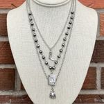 Ace of Spades Necklace Set with Spaced Navajo Style Pearls Silver Photo 0
