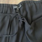 Eileen Fisher 100% SILK Black Crepe Flowy Wide Leg Pants Large Drawstring NEW Photo 2